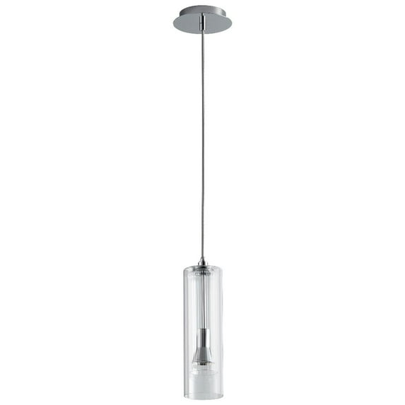 15.5 Inch 5.1W 120V 1 Led Pendant-Polished Chrome Finish-Clear Glass Color-3000 Color Temperature Oxygen Lighting 3-609-14