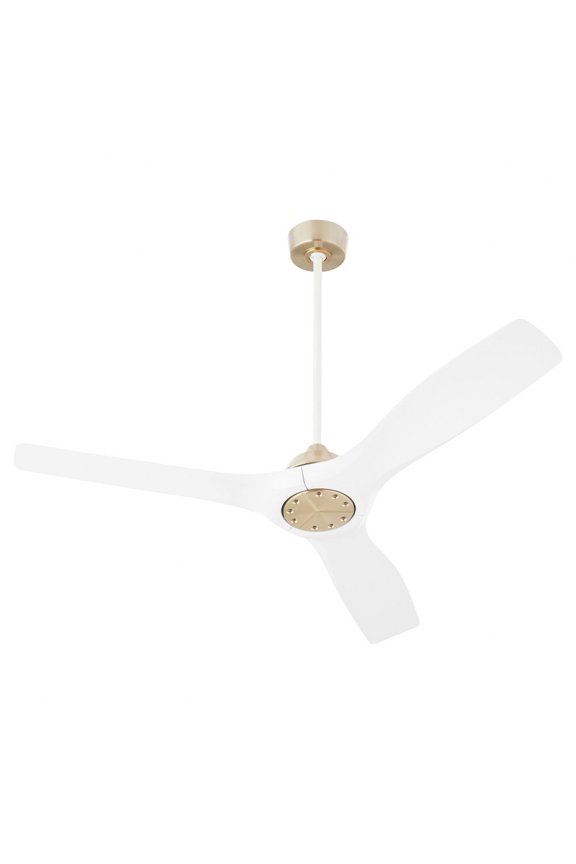 3-118-640 Oxygen Lighting Avalon - 3 Blade Ceiling Fan-11 Inches Tall and 52 Inches Wide-Aged Brass Finish-Studio White Blade Color
