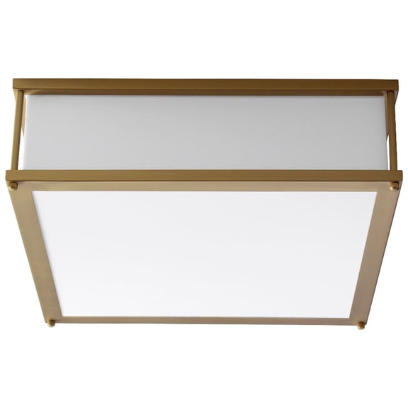 3-683-40-EM-Oxygen Lighting-Modulo - 10.1W 2 LED Flush Mount with Emergency-4.75 Inches Tall and 16 Inches Wide-Aged Brass Finish