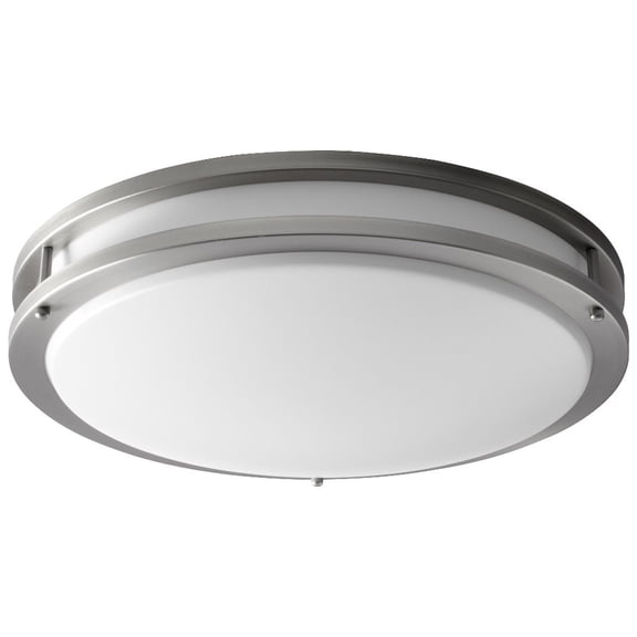 3-619-24-EM-Oxygen Lighting-Oracle - 10.1W 1 LED Flush Mount with Emergency-4.25 Inches Tall and 17.75 Inches Wide-Satin Nickel Finish