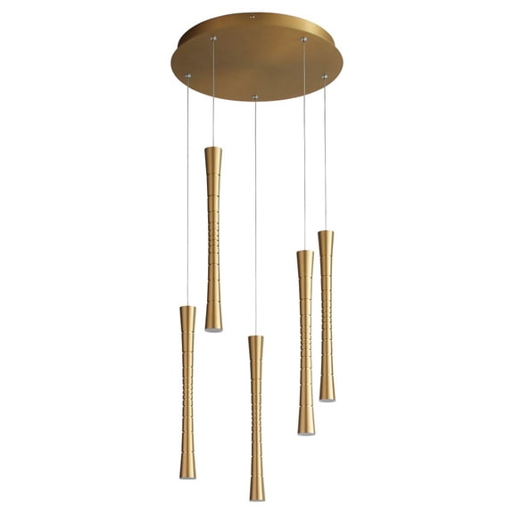 3-6005-40-Oxygen Lighting-Sabre - 27.5W 5 LED Pendant-17.5 Inches Tall and 15.75 Inches Wide-Aged Brass Finish