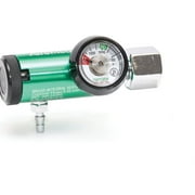 Oxygen Regulator 0-8LPM, CGA-540 Gauge   Brass Sleeve - 12 Preset Flow Settings - Dependable Oxygen Regulator Green