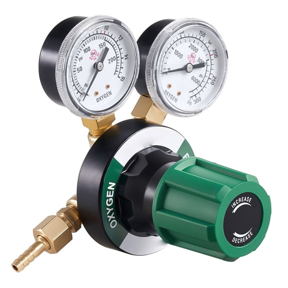 Oxygen Regulator, Precise Oxy Regulator, 0-4000PSI Welding Gas Gauge with CGA-540 Inlet Connection & 9/16"-18 RH Outlet Connecti