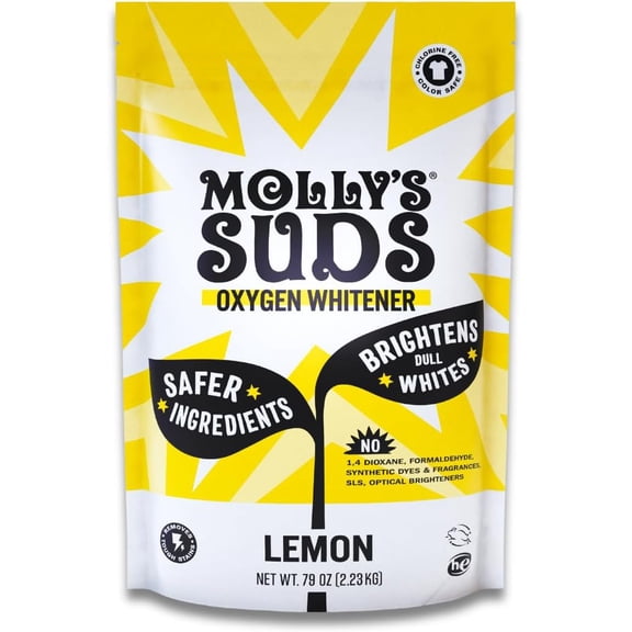 Oxygen Whitener | Powerful Bleach Alternative, Chlorine Free & Color Safe | Brightens Whites and Removes Stains (Pure Lemon Essential Oil - 79 oz)