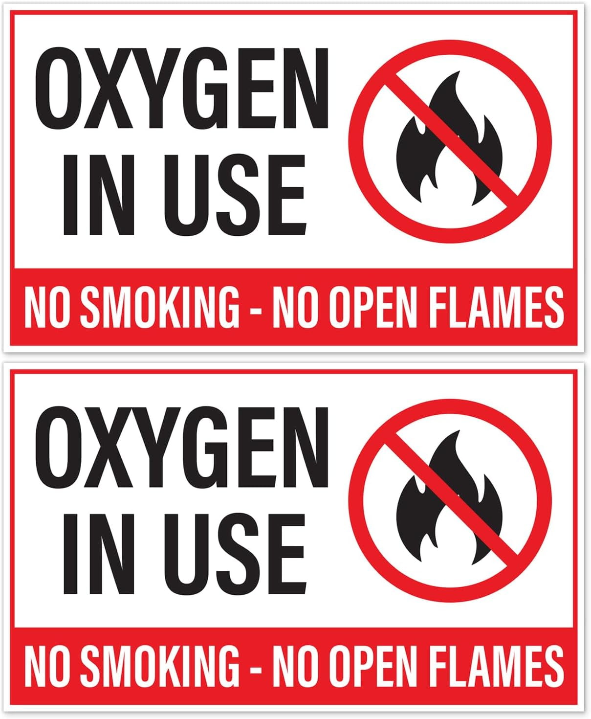 Oxygen in Use No Smoking No Open Flames Stickers, Weatherproof Self ...