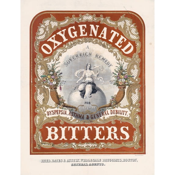 Oxygenated bitters. A sovereign remedy for fever & ague, dyspepsia, asthma & general debility (c1851) Poster Print by Tappan & Bradford's Lith. (24 x 36)