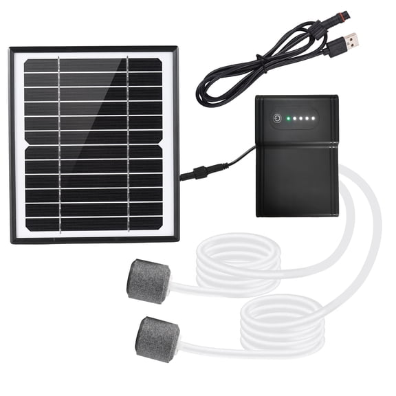 Oxygenation pump,Solar Pipe/ 2 Solar Powered Air 5w/6v Solar Powered 2 Modes With Aerator Solar Dsfen Pump 2 Modes Fish Pump Kit Fish Modes With Solar Air Pump 2 Air Bubble Black