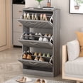 thumbnail image 1 of Oxylife Wood Shoe Rack Storage Cupboard with 3Tilt-Out Doors,42.3"H, 1 of 7