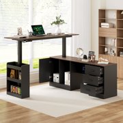 Oxylife 63" Electric Height Adjustable Standing Desk, L Shaped Home Office Table,Black