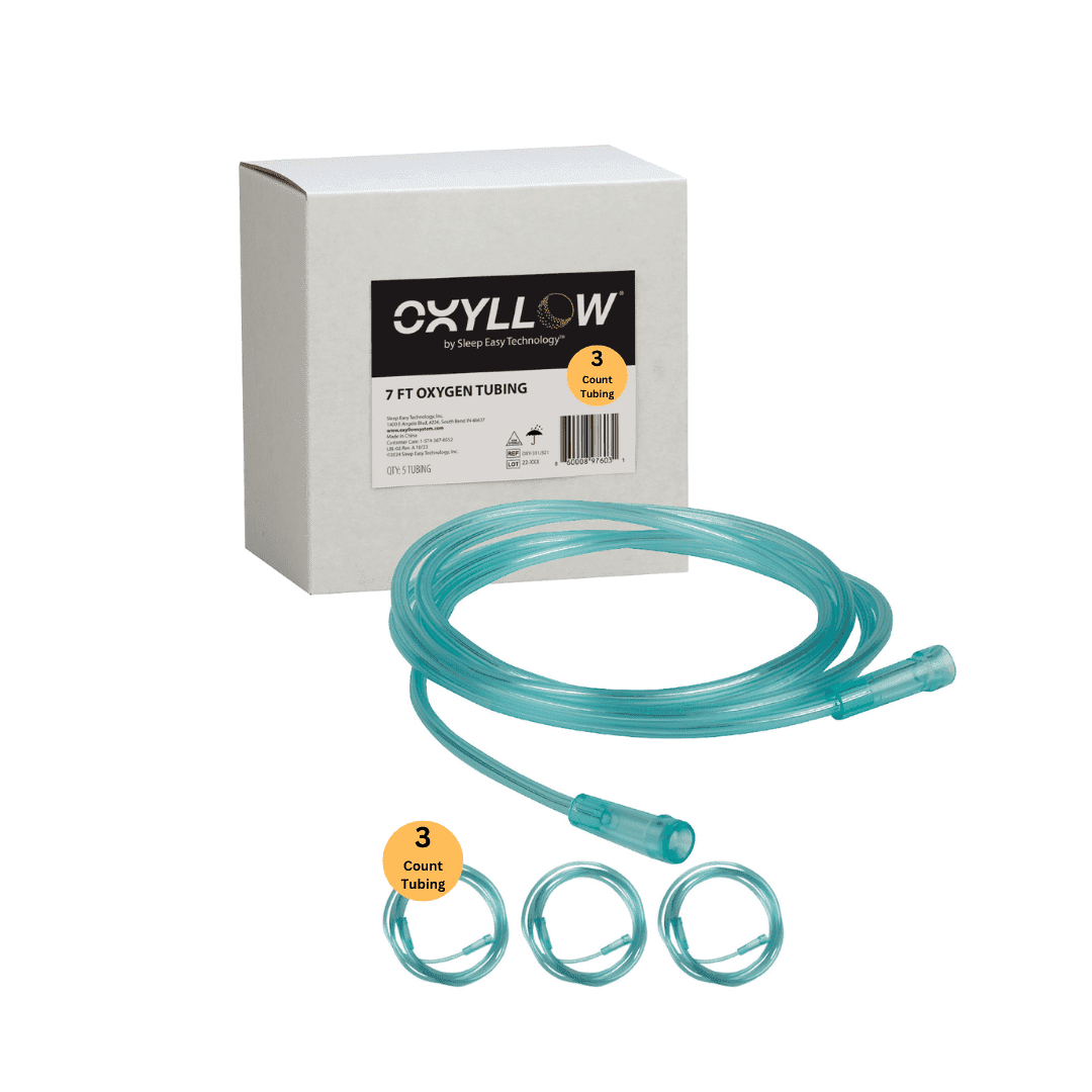 Oxyllow Premium 7 FT Oxygen Tubing: | 3 Count | 6-Channel Kink-Resistant Air Flow | High-Visibility Green Tint | Universal End Connectors | Durable, Medical Grade Oxygen Therapy Accessory