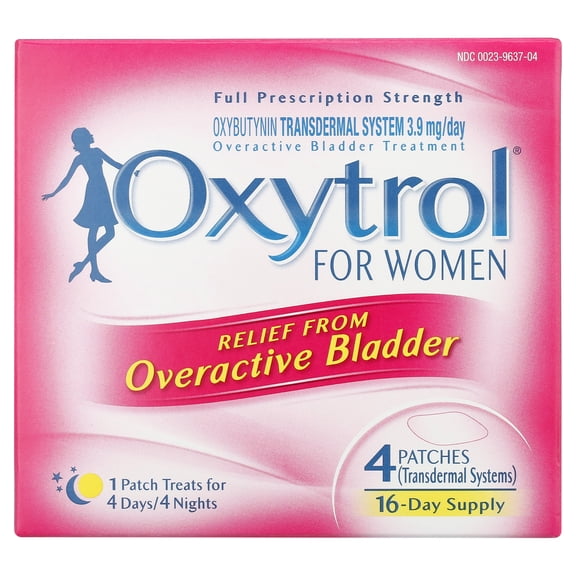 Oxytrol OTC 4 Count Oxybutynin Transdermal Bladder Relief Patches for Women
