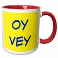 thumbnail image 1 of 3drose, Oy Vey Blue Lettering on a Yellow Background, 11oz Two-tone Red Mug, 1 of 6