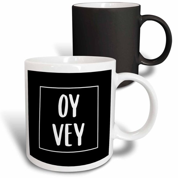 3drose, Oy Vey in a Square. Bold White Lettering on a Black Background., 11oz Magic Transforming Mug