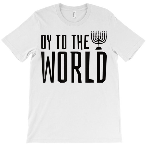 Oy to The World Jewish Holiday Hanukkah Themed Funny Graphic Design G33300 Unisex T-Shirt, Up to Size 5XL