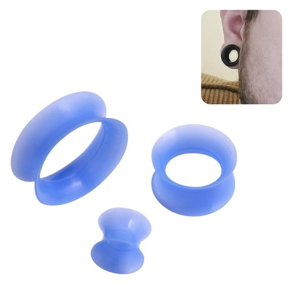 Oyaface Piercing Tunnel Set | 16mm Soft Hard Silicone Flesh Ear Plugs | Flexible Ear Stretching Gauge Expander | Body Piercing Accessory(Blue)