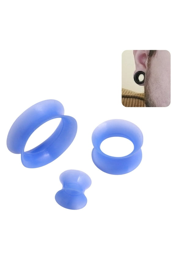 Oyaface Piercing Tunnel Set | 16mm Soft Hard Silicone Flesh Ear Plugs | Flexible Ear Stretching Gauge Expander | Body Piercing Accessory(Blue)