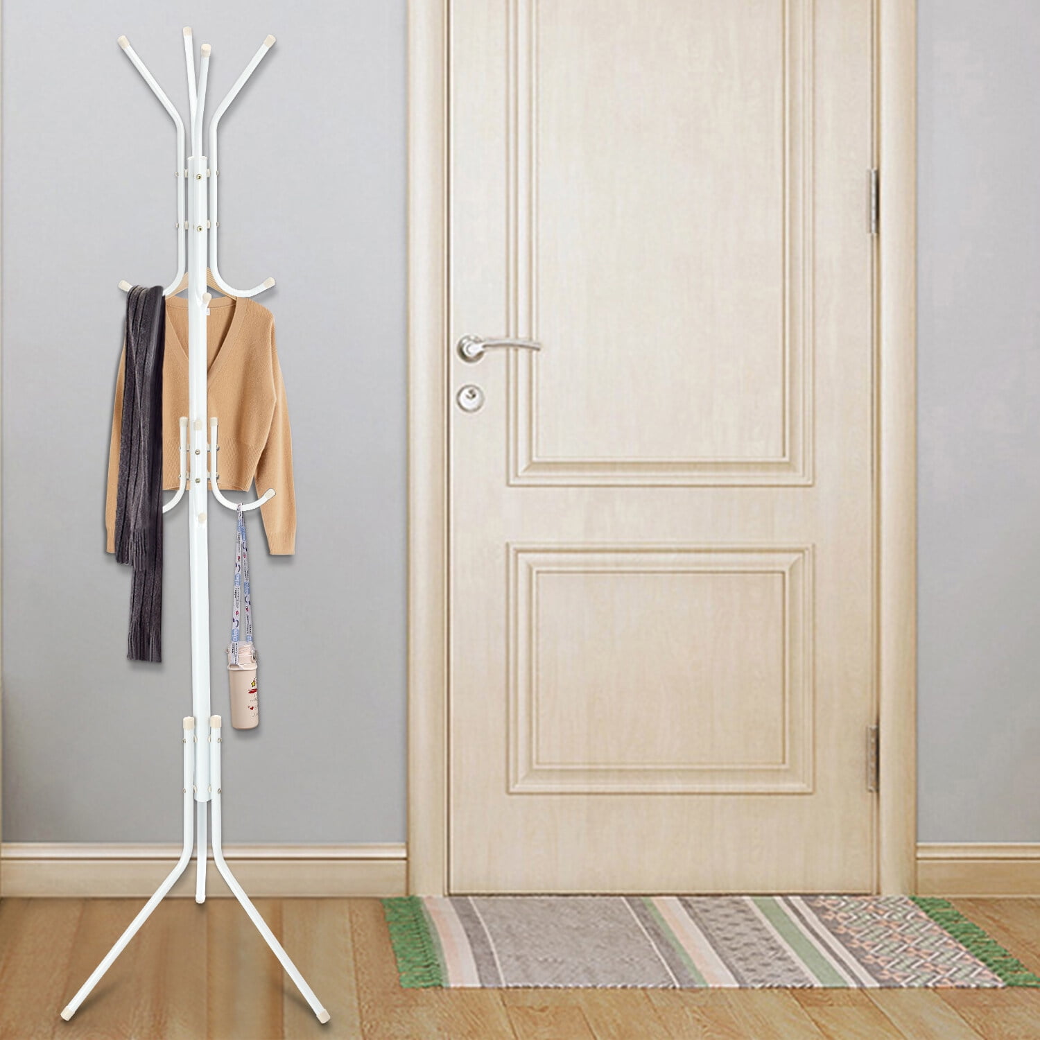 Oyajia 12 Hooks Coat Rack Hat Stand Tree Clothes Hanger Umbrella Holder