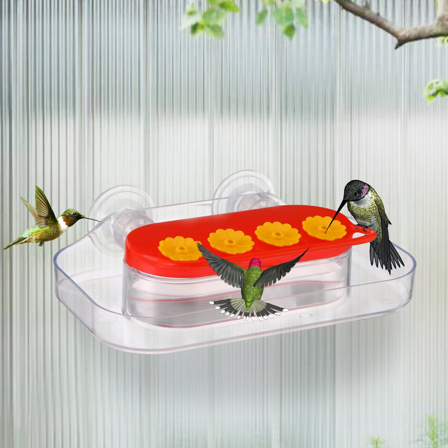 Oyajia 2 Pack Window Hummingbird Feeders, Strong Suction Cups Plastic