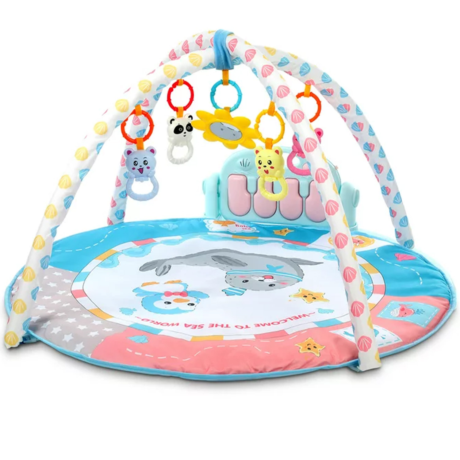 Oyajia Baby Play Mat, 5 in 1 Thick Plush Large Baby Gyms Play Mats Piano Gym Tummy Time for