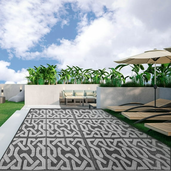 Oyajia Patio Outdoor Rugs, Reversible Outdoor Mats, Plastic Straw Rug, RV Outdoor Mats for RV, Patio, Backyard, Deck, Picnic, Beach, Camping