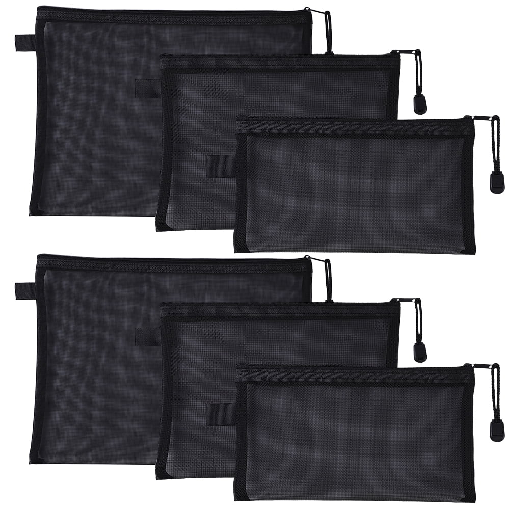Mesh Zipper Pouch Black Zipper Bags For Organizing Storage - Temu