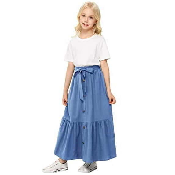 Oyang Girls Casual Summer Holiday Midi Skirt for 3-12Y