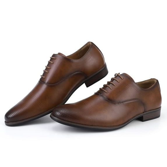 Oyang Men's Dress Shoes, Mens Oxford Shoes, Leather Stylish Lace-up Wingtip Brogues, Business Casual Formal Derby Shoe