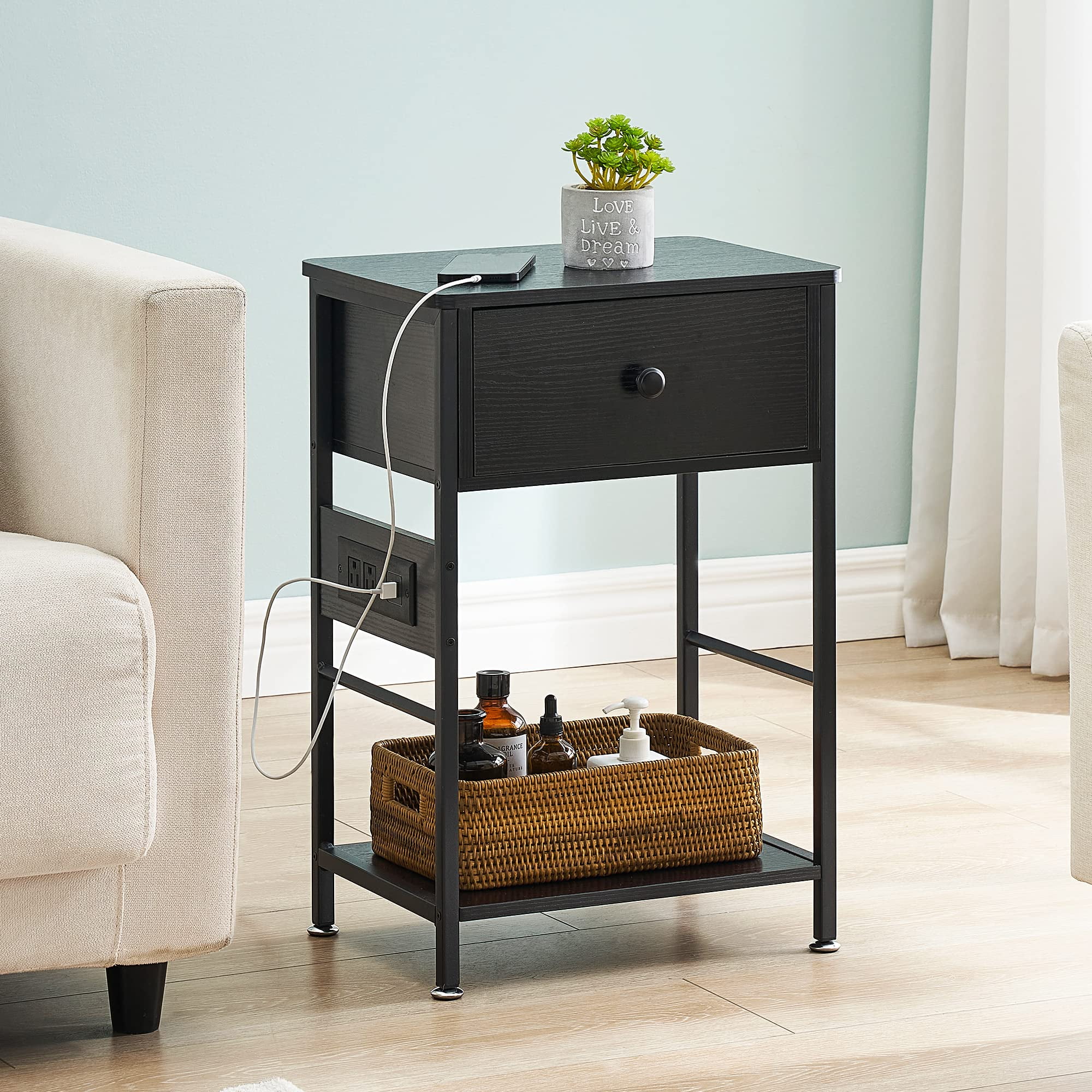 Oyang Nightstands with 2 Power Outlets, 1 USB Port & 1 TypeC Port