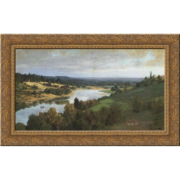 Oyat river 24x18 Gold Ornate Wood Framed Canvas Art by Polenov, Vasily
