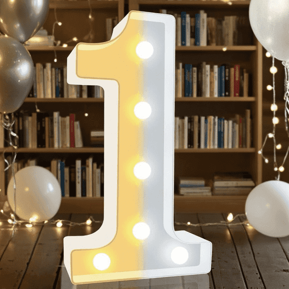 Oycbuzo Decorative LED Color-Changing Digital Lights, White Color-Changing Light Beads Alphanumeric Light Sign, Battery-Powered Digital Lights for Parties, Holidays, Weddings, and Anniversaries.