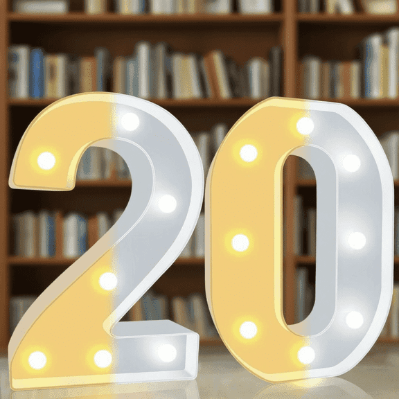 Oycbuzo Decorative LED Color-Changing Digital Lights, White Color-Changing Light Beads Alphanumeric Light Sign, Battery-Powered Digital Lights for Parties, Holidays, Weddings, and Anniversaries.