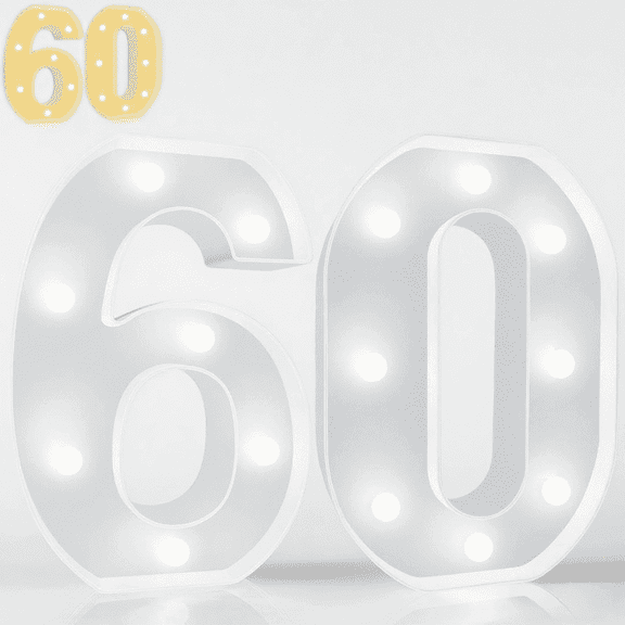 Oycbuzo Decorative LED Color-Changing Digital Lights, White Color-Changing Light Beads Alphanumeric Light Sign, Battery-Powered Digital Lights for Parties, Holidays, Weddings, and Anniversaries.