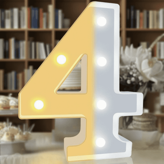 Oycbuzo Decorative LED Color-Changing Digital Lights, White Color-Changing Light Beads Alphanumeric Light Sign, Battery-Powered Digital Lights for Parties, Holidays, Weddings, and Anniversaries.