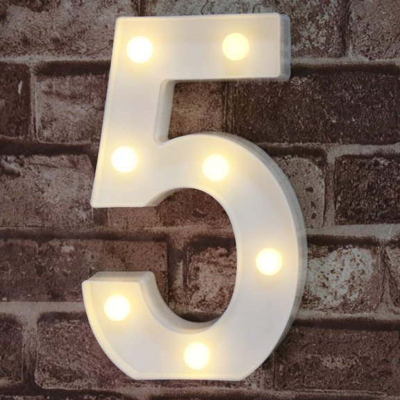 Oycbuzo Decorative LED Illuminated Numeric,White Plastic Caption Numeric Lights Sign Party Holiday Wedding Decoration Battery Operated Numbers