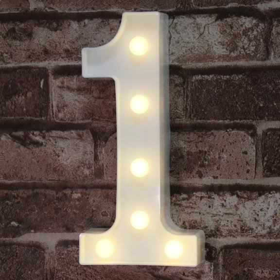 Oycbuzo Decorative LED Illuminated Numeric,White Plastic Caption Numeric Lights Sign Party Holiday Wedding Decoration Battery Operated Numbers