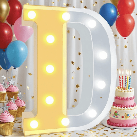 Oycbuzo decorative LED illuminated letters, dual-color plastic letter light signs, suitable for decorating parties, festivals, weddings, battery-powered.