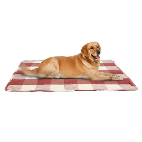 Oye Human Pure Cotton Red Checkered Pet Mat for Dogs