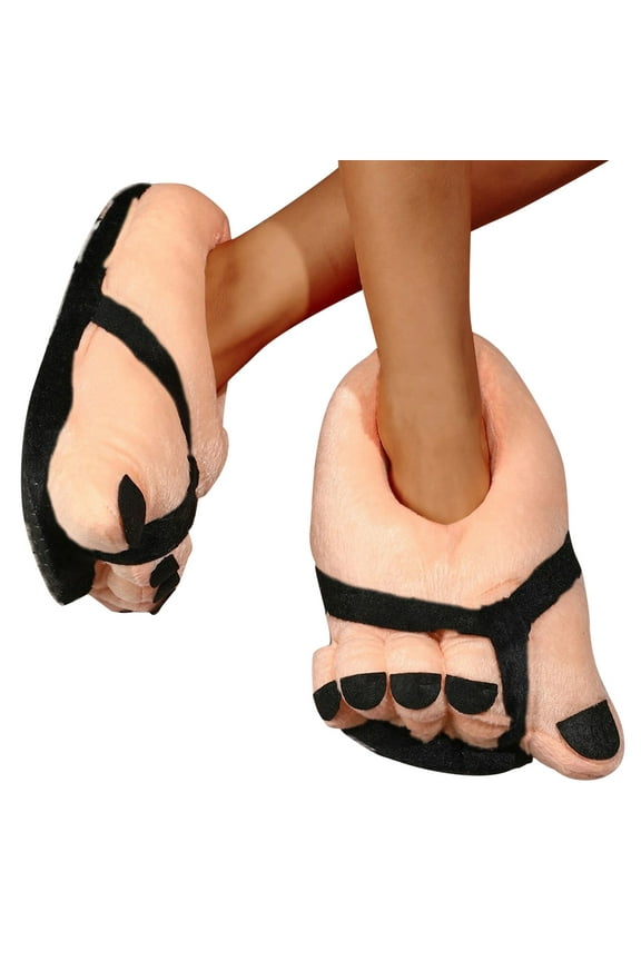 Adult Funny Plush Flip Flop Slippers for Women Men Winter Warm Halloween Christmas Birthday Gift
