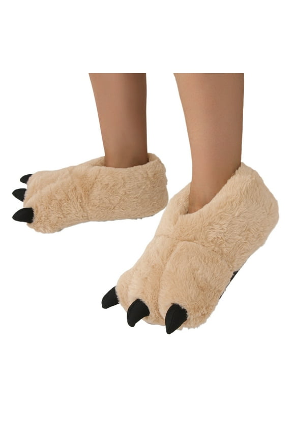 Animal Fuzzy Slippers Bear Paw Claw House Shoes Furry Boots Accessories for Adult Kids