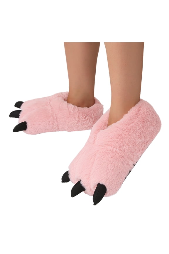 Animal Fuzzy Slippers Bear Paw Claw House Shoes Furry Boots Accessories for Adult Kids