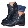 thumbnail image 1 of Oyedens Ankle Booties for Women Vintage Slouch Low Heels Wide Calf Short Boots Zip Work Combat Boots, 1 of 6