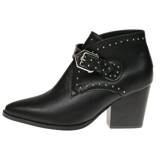 Oyedens Ankle Boots for Women 2024 Gothic Rivet Pointed Toe Mid Heels Short Dress Ankle Booties Party