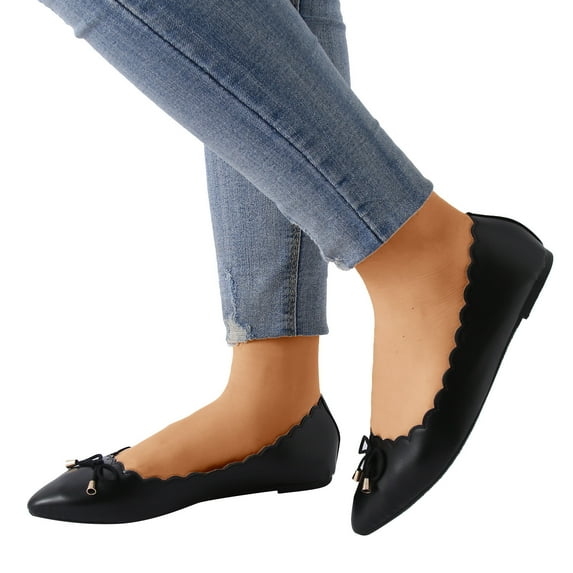 Oyedens Ballet Flats for Women Fashion Casual Leather Slip on Dress Shoes Business Office Work Loafers