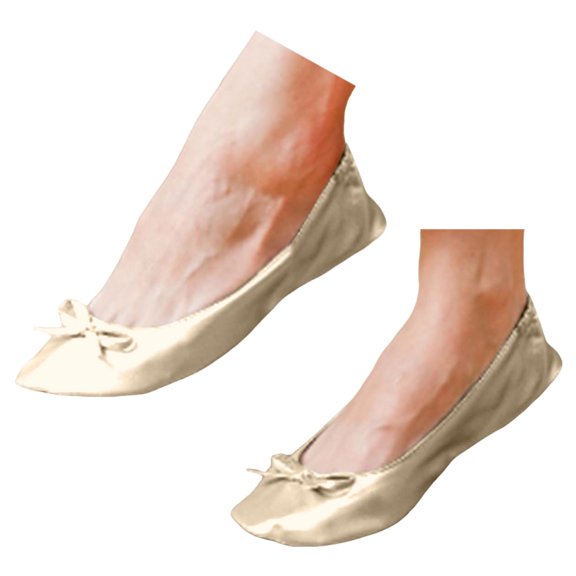Oyedens Ballet Flats for Women With No Heels Bowknot Foldable Latin Dance Dancing Dress Shoes
