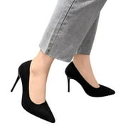 Oyedens Black Women's Stiletto Pump Shoes Suede Pointed Toe High Heels Dress Shoes for Women Wedding