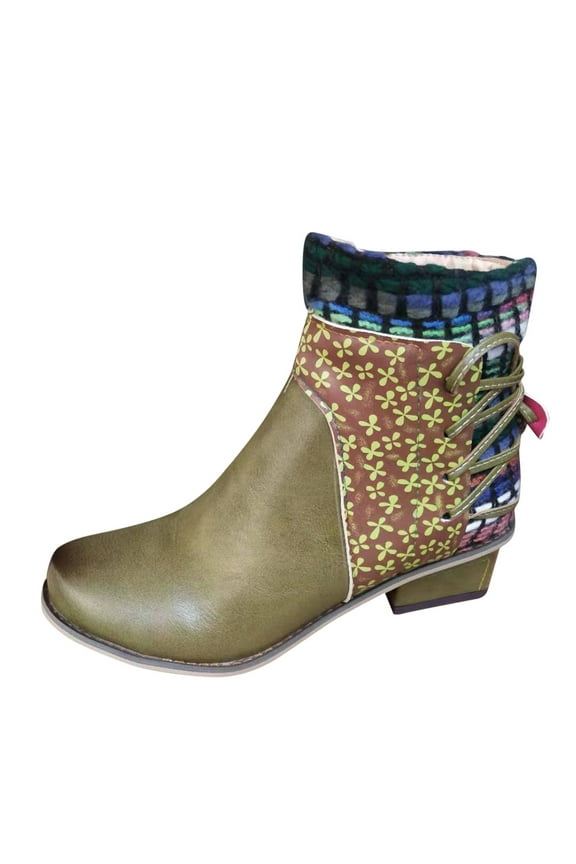 Bohemia Ankle Boots for Women Vintage Boho Beach Leather Ankle Booties Ethnic Short Boots
