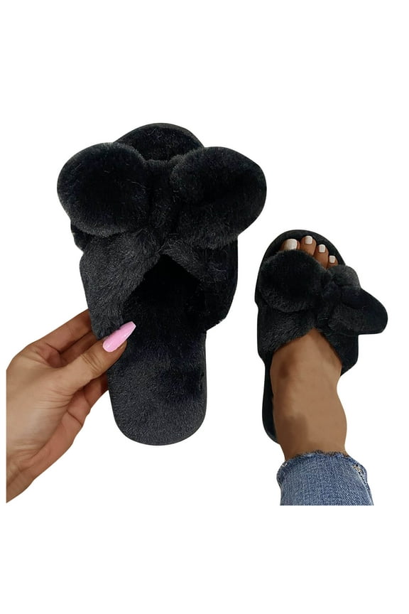 Bowknot Slippers for Women Bowknot Open Toe House Slippers for Woman Memory Foam Home Shoes