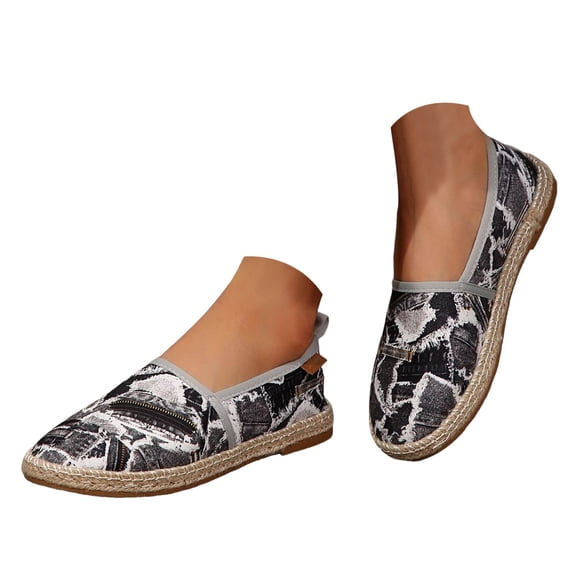 Oyedens Canvas Slip on Loafers for Women Casual Beach Espadrilles Slip-on Flats Walking Sneakers Shoes