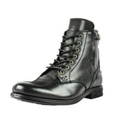 Oyedens Combat Boots for Men Black Leather Lace up Dress Oxfords Ankle Booties Work Riding Short Boots