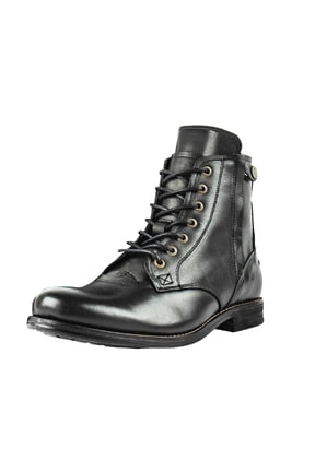 Combat Boots for Men Black Leather Lace up Dress Oxfords Ankle Booties Work Riding Short Boots